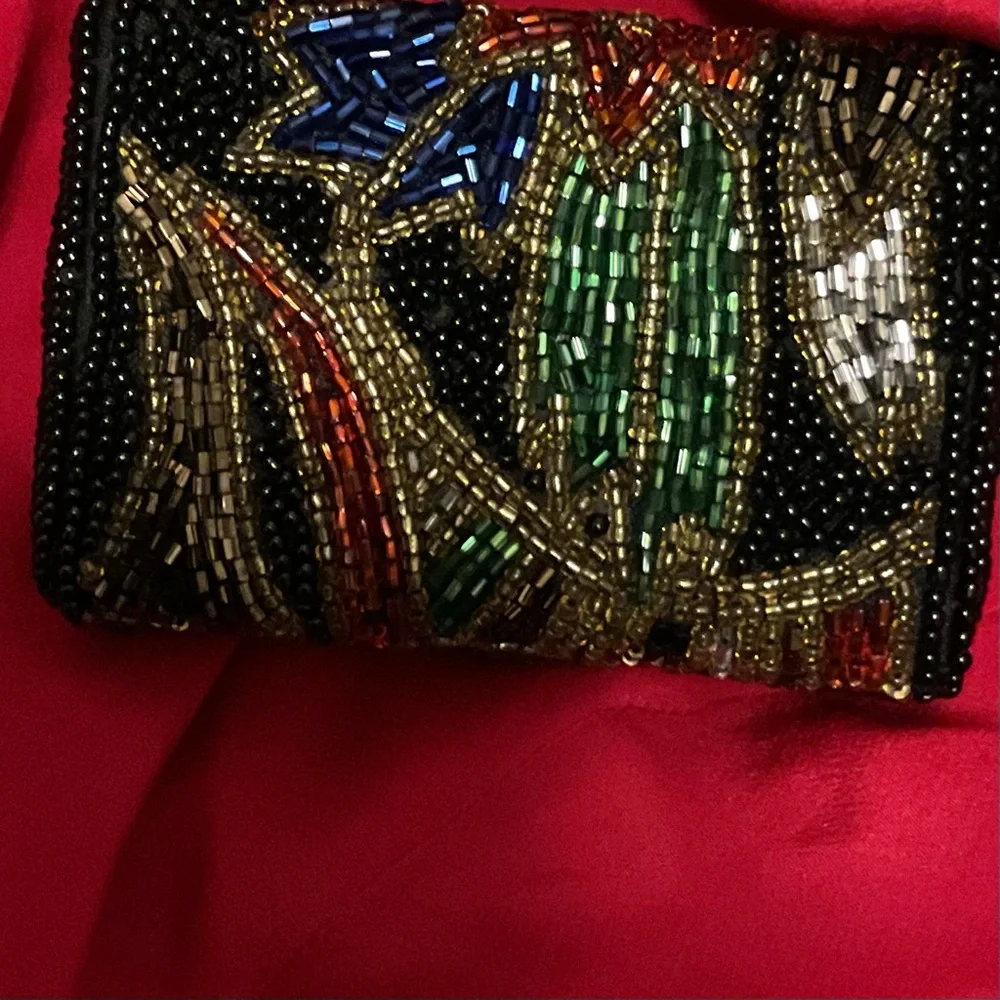 Vintage Beaded Lipstick  case with  Mirror